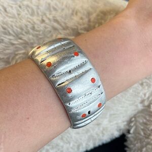 Chunky Silver & Coral Bracelet